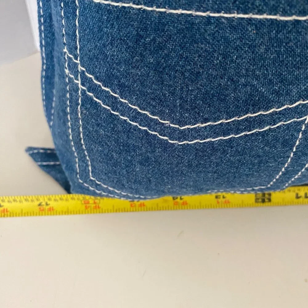 Denim throw pillow button closure blue casual‎ decorative 100% cotton 18